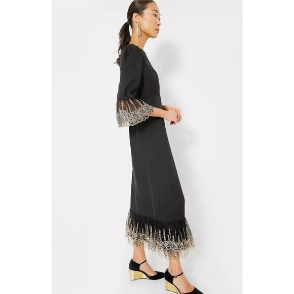 TUCKERNUCK Pomander Place Black Gold Lace Lillith Dress NWT Size Medium - Picture 3 of 11